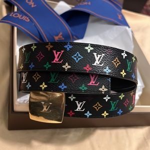 Louis Vuitton 75/30 Black Multicolor Monogram Ceinture Belt 861103